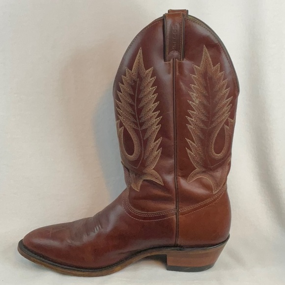 BOULET Classic Brown Leather Cowboy Boots-10E - Picture 5 of 8